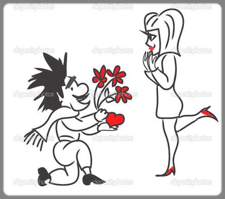 un homme offre des fleurs à une femme