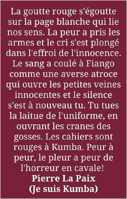 poème de Pierre La Paix Ndamè sur les victimes de Kumba