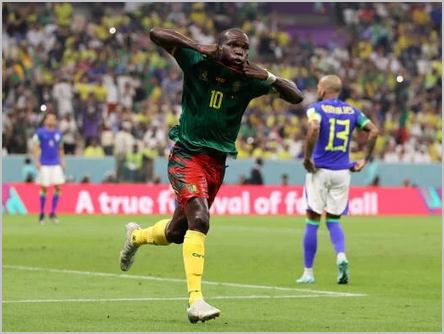Vincent Aboubakar jubile après son but contre le Brésil